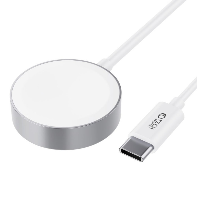 Carregador magnético Tech-Protect UltraBoost para Apple Watch, USB-C, 120 cm, branco