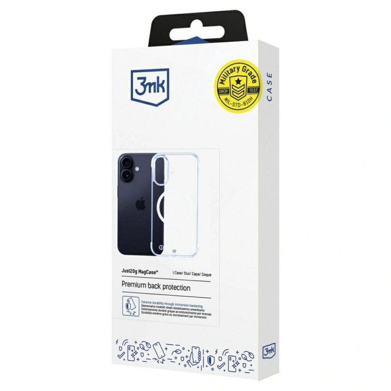 Capa para smartphone 3mk Just20g MagCase Apple iPhone 16, transparente