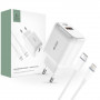 Carregador de parede Tech-Protect C20W 2 portas PD 20W QC 3.0 com cabo Lightning, branco