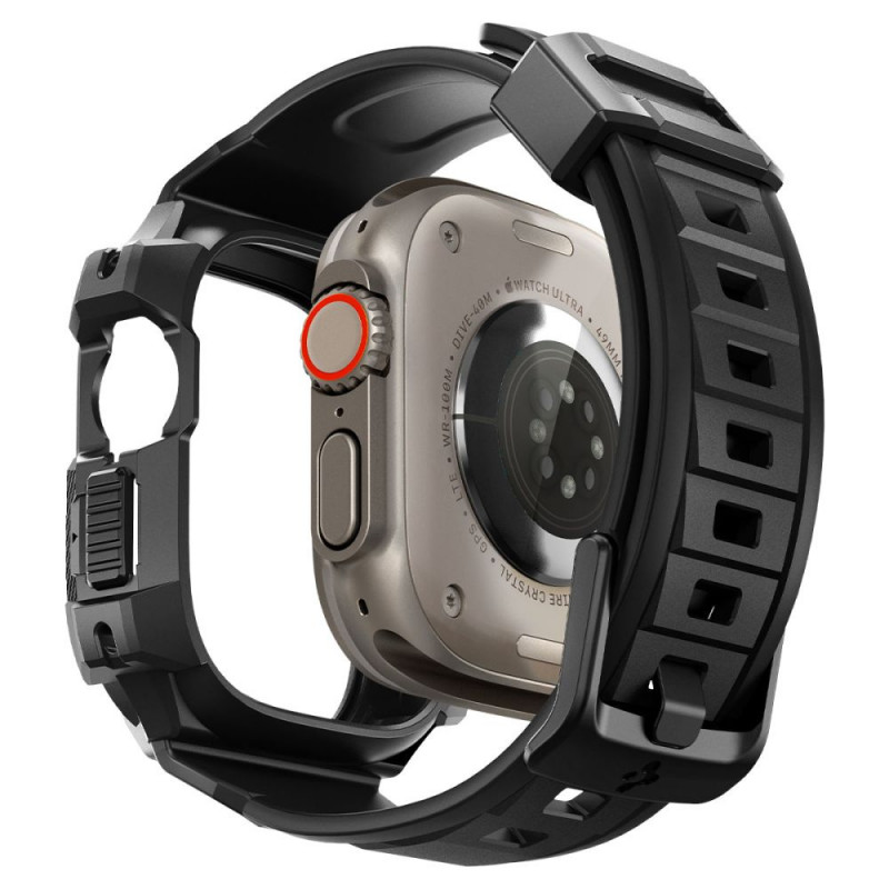 Spigen Rugged Armor Pro Strap Case para Apple Watch Ultra 1 / 2 / 3 49 mm, preto