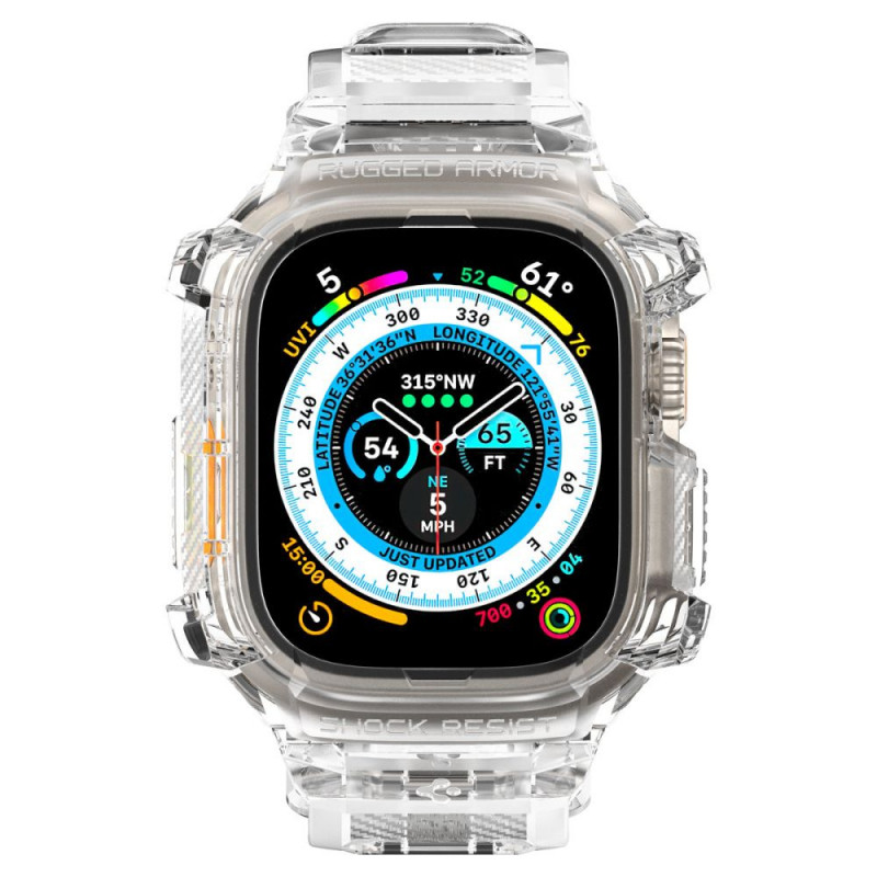 Spigen Rugged Armor Pro Strap Case para Apple Watch Ultra 49 mm, Crystal Clear