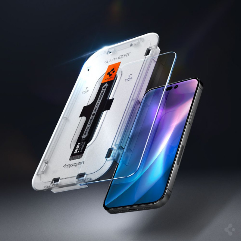 Spigen GLAS.tR EZ Fit Vidro Temperado para Apple iPhone 14 Pro, Transparente (2 unid.)