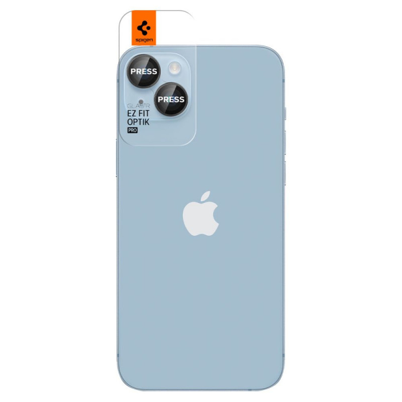 Protetor de lentes da câmara Spigen Optik.tR EZ Fit para Apple iPhone 14 / 14 Plus / 15 / 15 Plus, preto (2 un.)