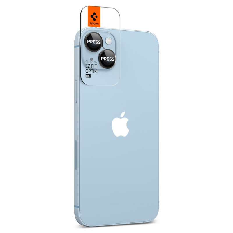 Protetor de lentes da câmara Spigen Optik.tR EZ Fit para Apple iPhone 14 / 14 Plus / 15 / 15 Plus, preto (2 un.)