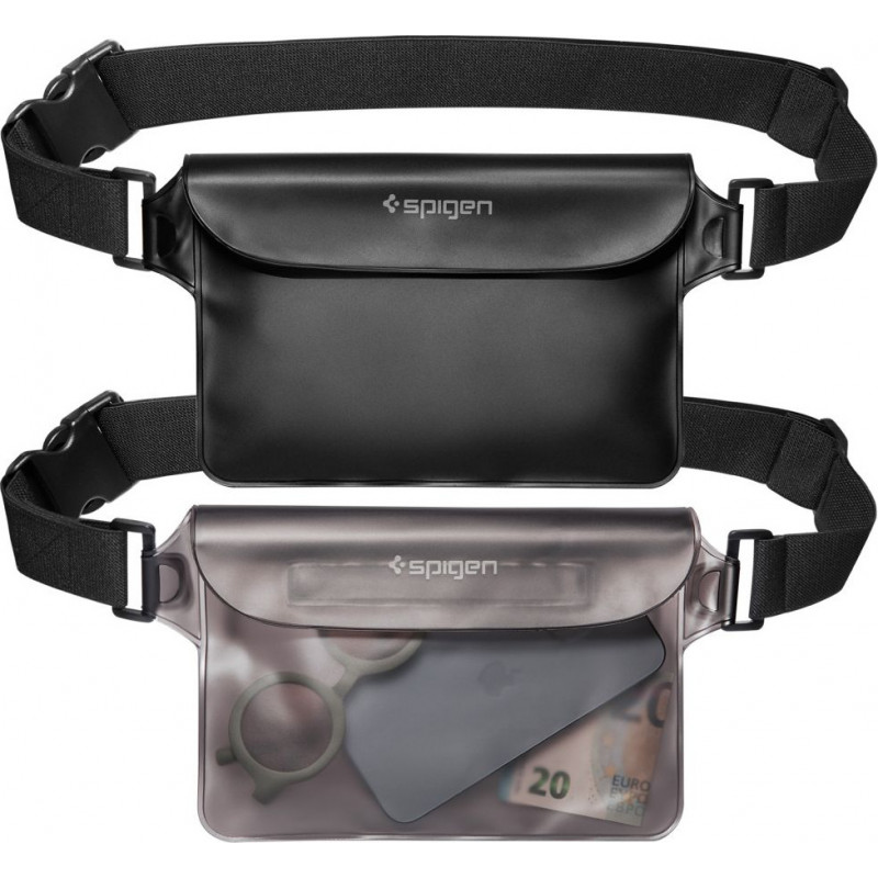 Bolsa de cintura impermeável universal Spigen Aqua Shield A620 IPX8, preta