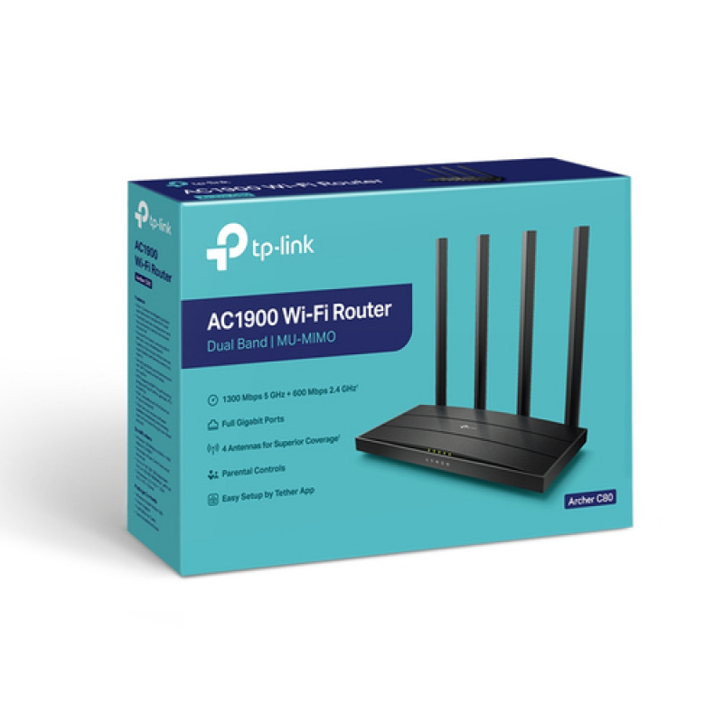 Router wireless de dupla banda TP-Link Archer C80 AC1900 (V2.4)