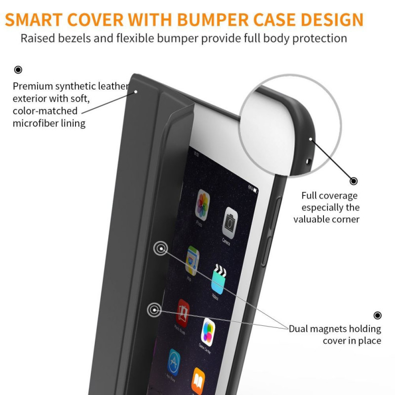 Capa Tech-Protect Smartcase THP770BLK para Apple iPad 9.7 (2017/2018, 5.ª/6.ª geração), preta