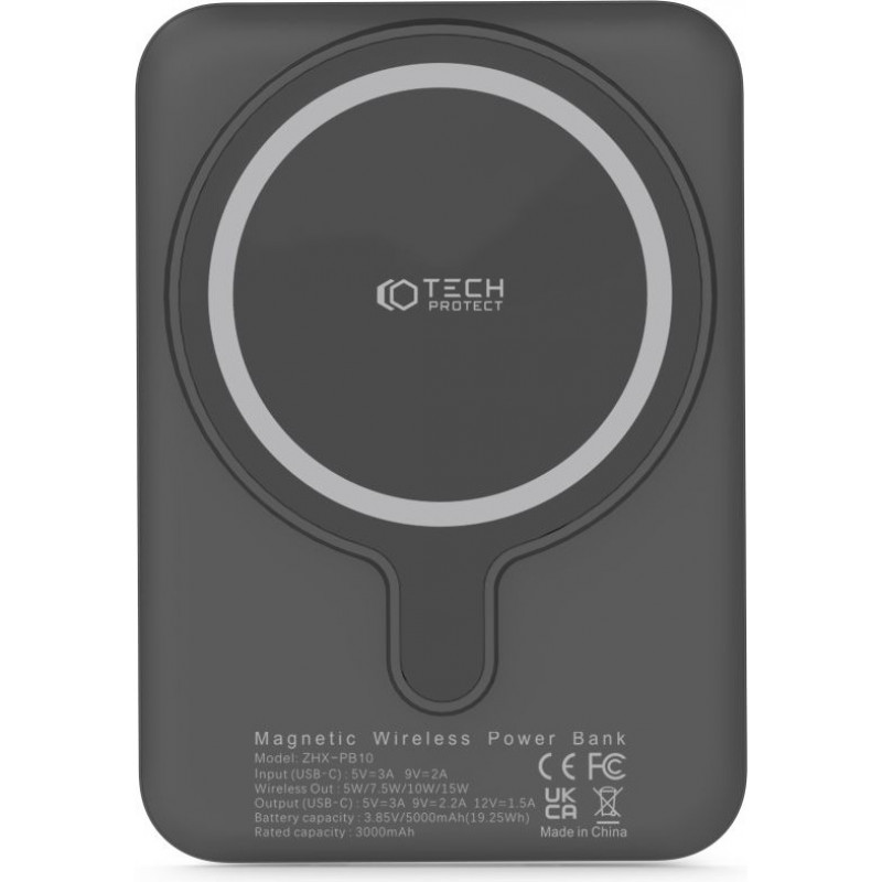 Tech-Protect PB10 LifeMag MagSafe Power bank 5000 mAh 15 W (THP1281BLK), preto