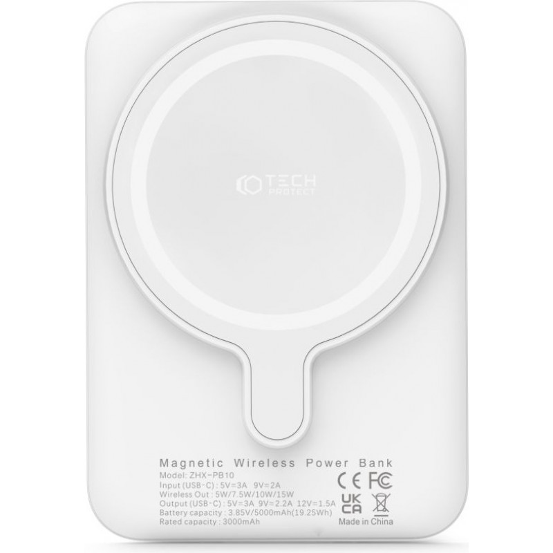 Tech-Protect PB10 LifeMag MagSafe Power bank 5000 mAh 15 W (THP1282WHT), branco