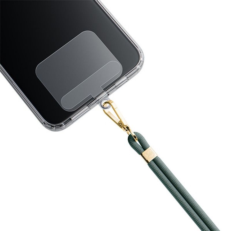 Cordão para telemóvel 3MK EasyClip, verde-escuro / dourado