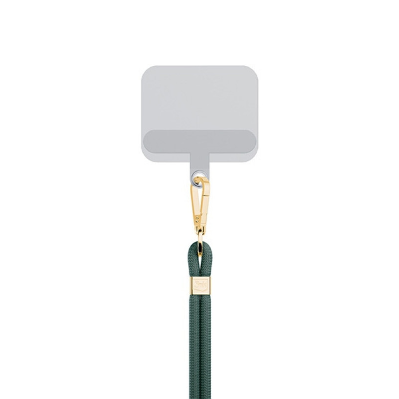 Cordão para telemóvel 3MK EasyClip, verde-escuro / dourado