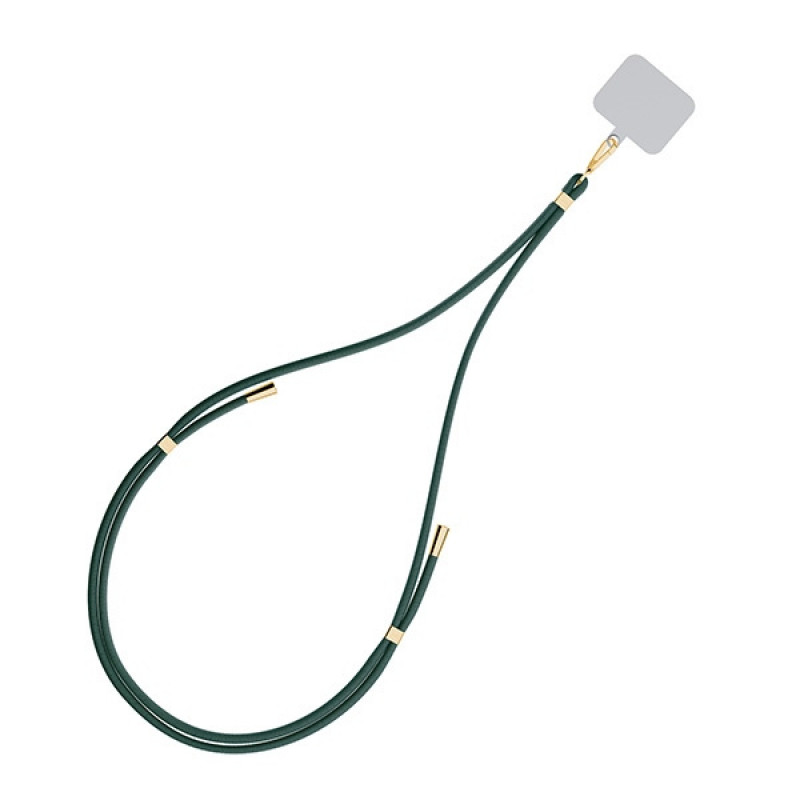 Cordão para telemóvel 3MK EasyClip, verde-escuro / dourado