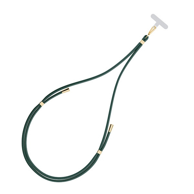 Cordão para telemóvel 3MK EasyClip, verde-escuro / dourado