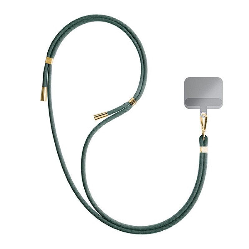 Cordão para telemóvel 3MK EasyClip, verde-escuro / dourado