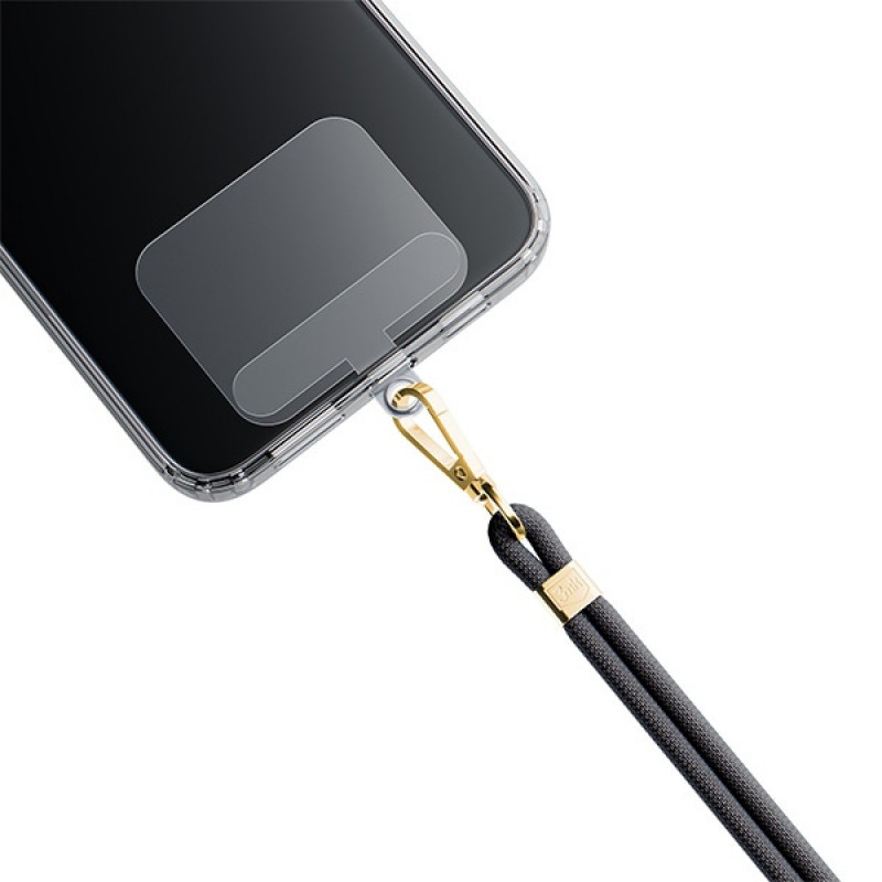 Cordão para telemóvel 3MK EasyClip, Preto / Dourado