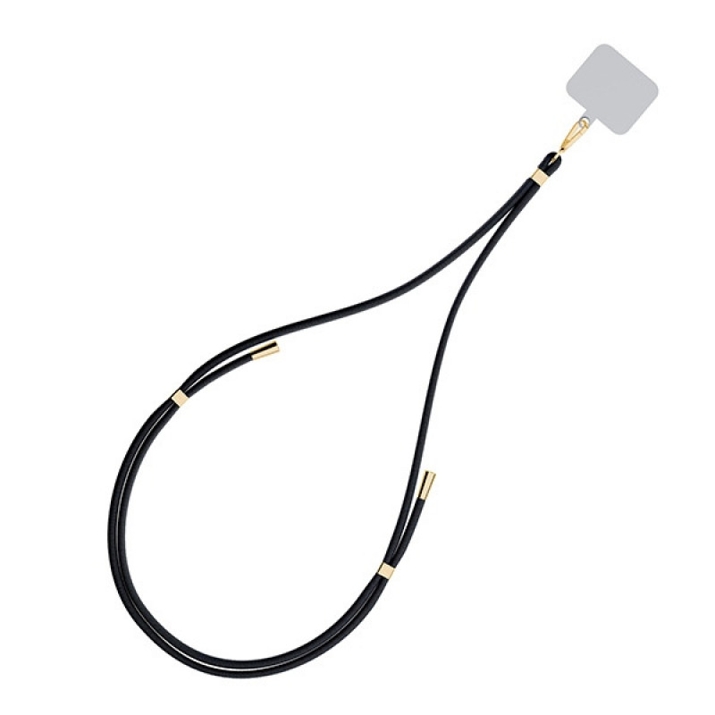 Cordão para telemóvel 3MK EasyClip, Preto / Dourado