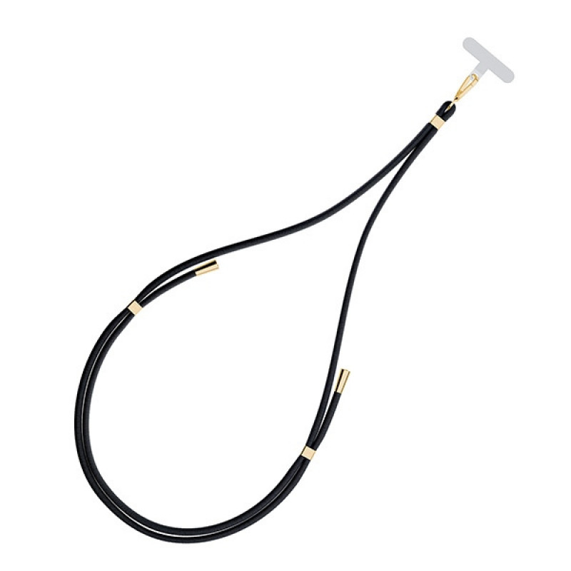 Cordão para telemóvel 3MK EasyClip, Preto / Dourado