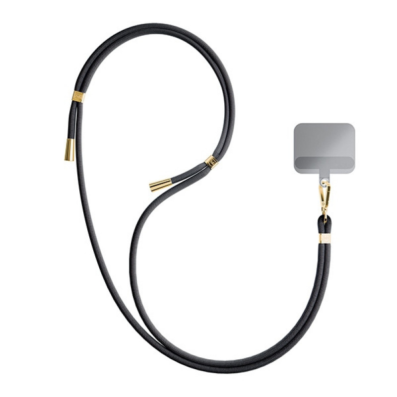 Cordão para telemóvel 3MK EasyClip, Preto / Dourado