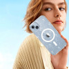 Capa Tech-Protect FlexAir Hybrid MagSafe para Apple iPhone 15, transparente com glitter