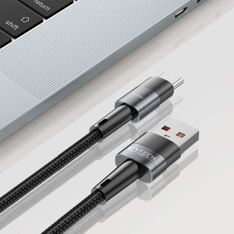Cabo Tech-Protect UltraBoost USB-A/USB-C 66W 6A 200 cm, cinzento