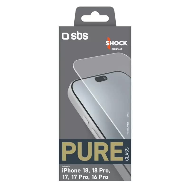 sbs mobile Película de vidro temperado SBS Pure Glass para iPhone 18 / 18 Pro / 17 / 17 Pro / 16 Pro (1 un.)