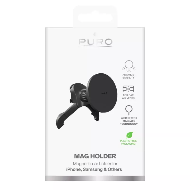 Suporte de carro ajustável PURO, compatível com MagSafe, preto
