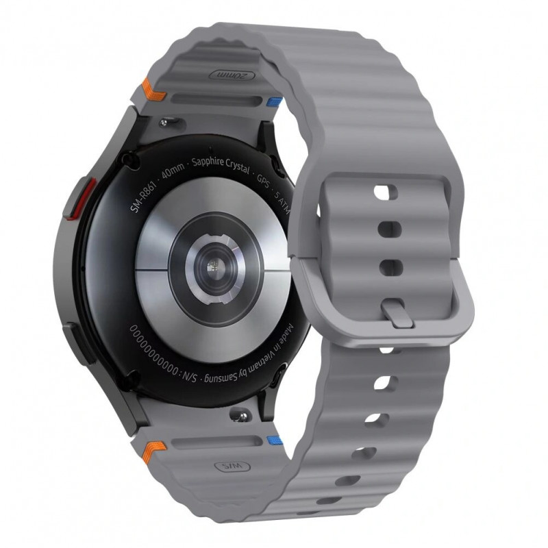 Pulseira Desportiva de Silicone Tech-Protect para Samsung Galaxy Watch 4/5/5 Pro/6/7/FE, Cinzento Crayon