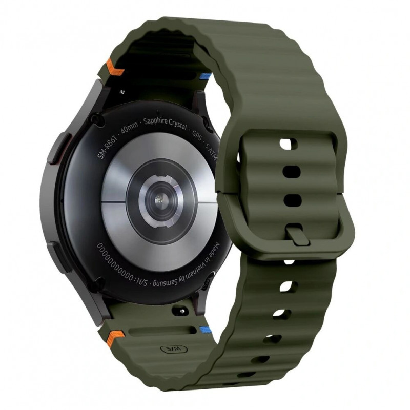 Pulseira Desportiva em Silicone Tech-Protect Sport THP3054 para Samsung Galaxy Watch 4/5/5 Pro/6/7/FE, verde militar