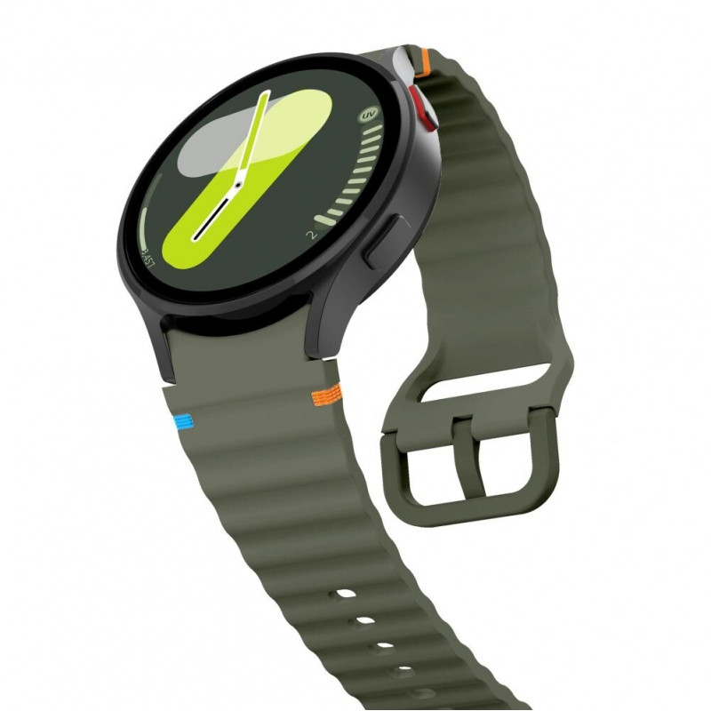 Pulseira Desportiva em Silicone Tech-Protect Sport THP3054 para Samsung Galaxy Watch 4/5/5 Pro/6/7/FE, verde militar