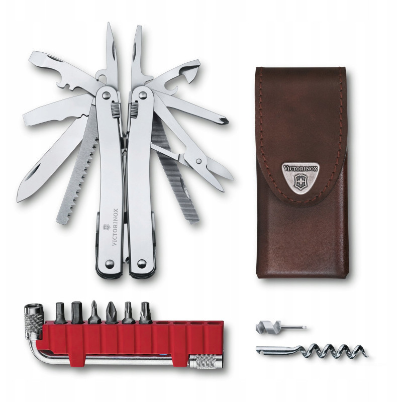 Victorinox multi-ferramenta Swiss Tool Spirit X Plus, aço inoxidável, couro, 105 mm (3.0235.L)