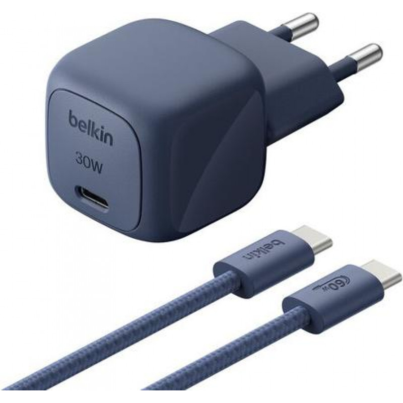 Carregador Belkin BoostCharge 30 W USB-C PD com PPS e cabo USB-C de 2 m (WCA008KQ2MBL-B6)