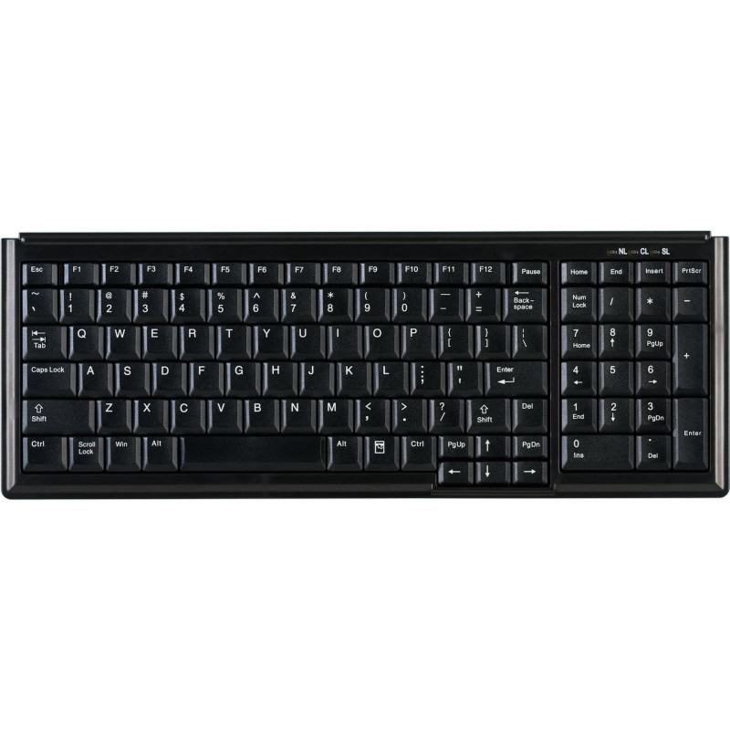 Teclado mini de secretária Active Key AK-7000-U-B/CH, com fios, USB, layout suíço, preto