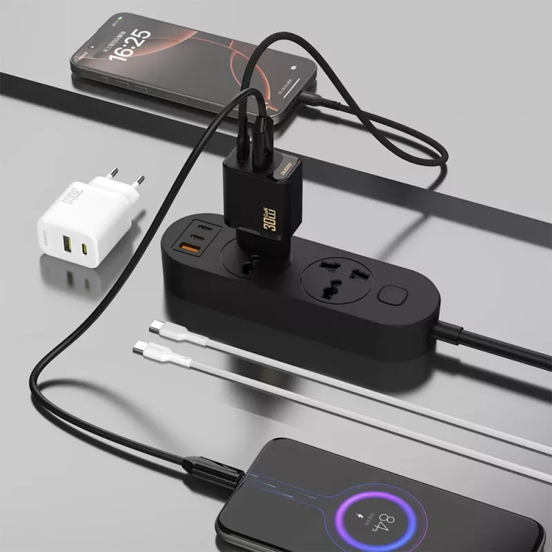 Carregador de parede GaN PD 30W Dudao A27TEU, USB-A + USB-C, preto