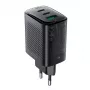 Carregador de parede Acefast A108 GaN PD 67W, 2x USB-C, 1x USB-A, preto