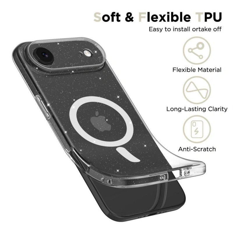 Capa Tech-Protect FlexAir MagSafe para Apple iPhone Air, transparente com glitter