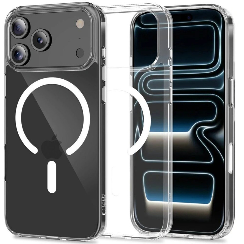 Capa Tech-Protect Flexair Hybrid CC MagSafe para Apple iPhone 17 Pro, transparente