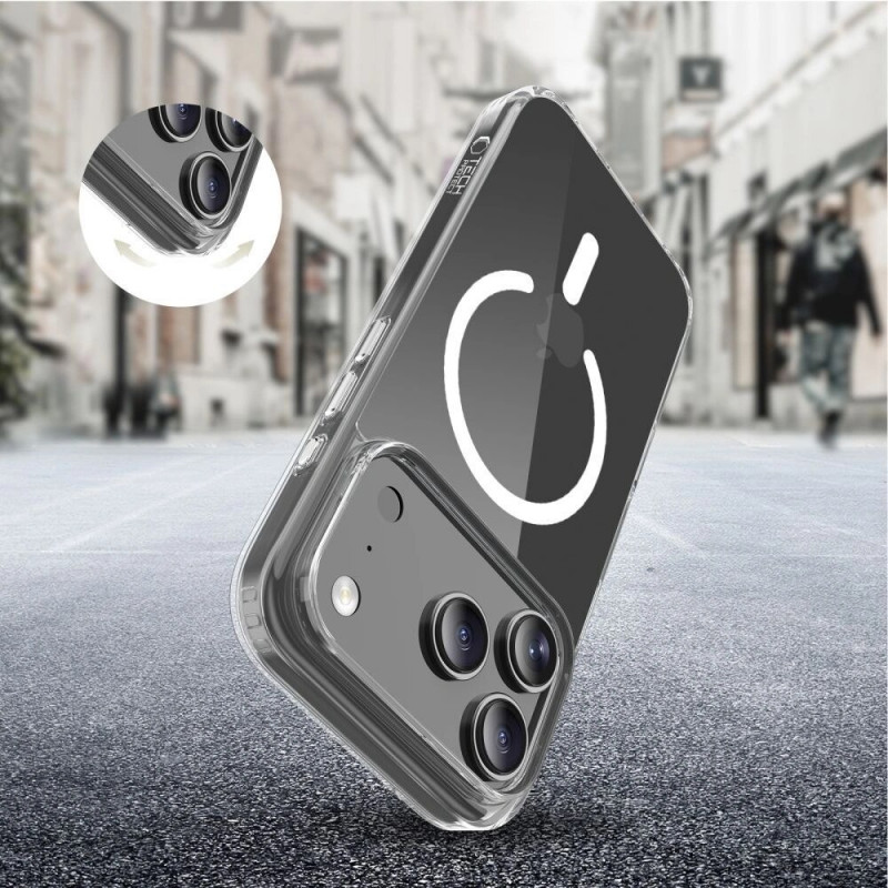 Capa Tech-Protect Flexair Hybrid CC MagSafe para Apple iPhone 17 Pro, transparente
