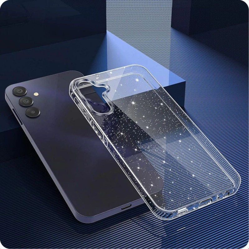 Capa Tech-Protect FlexAir para Samsung Galaxy S25, transparente com glitter