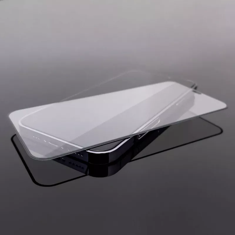 Película de vidro temperado Wozinsky Super Tough Full Glue com moldura compatível com capa para iPhone 14 Plus / 13 Pro Max, preto