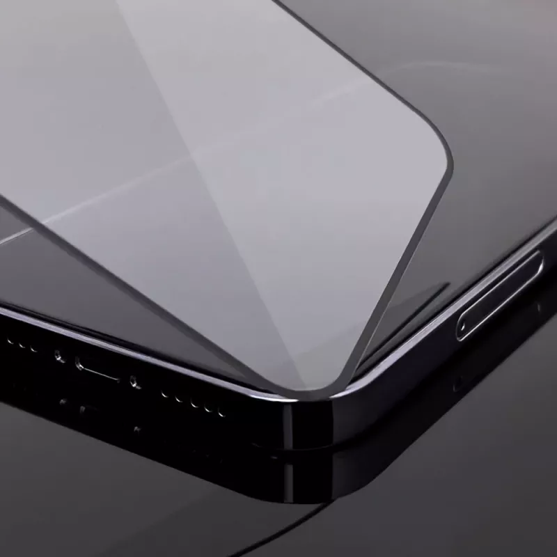 Película de vidro temperado Wozinsky Super Tough Full Glue com moldura compatível com capa para iPhone 14 Plus / 13 Pro Max, preto