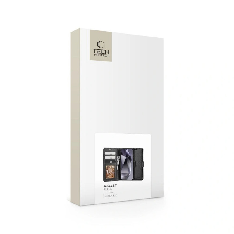 Capa carteira Tech-Protect para Samsung Galaxy S25, preta