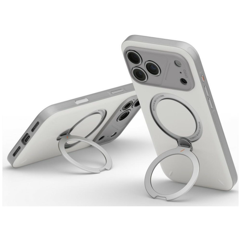 Capa UNIQ Elix para Apple iPhone 18 Pro Max / 17 Pro Max, suporte rotativo 360, cinza-claro