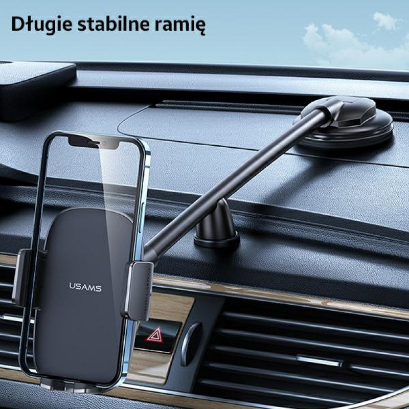 Suporte de telemóvel para painel de automóvel USAMS US-ZJ065 com ventosa, preto (ZJ065ZJ01)