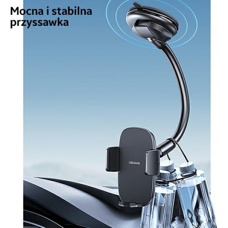 Suporte de telemóvel para painel de automóvel USAMS US-ZJ065 com ventosa, preto (ZJ065ZJ01)