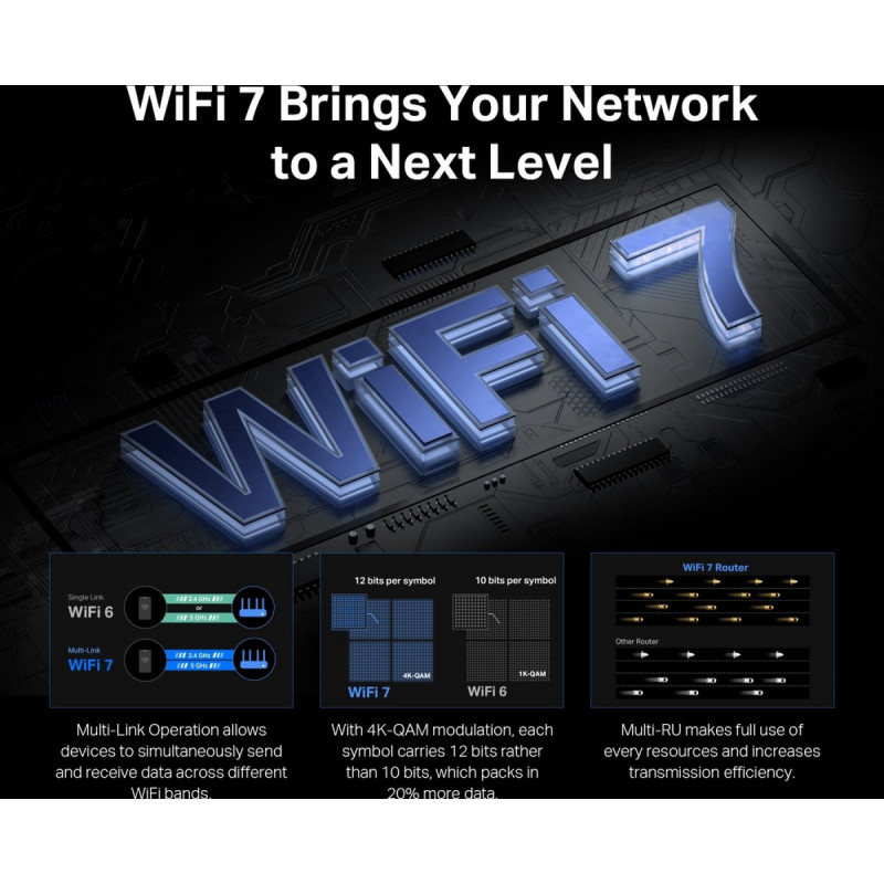 Router Wi-Fi 7 de dupla banda Mercusys MR37BE, até 6500 Mbps