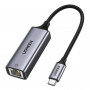 Adaptador de rede Ugreen CM199 USB-C para RJ45 Gigabit Ethernet, 1000 Mbps, cinzento