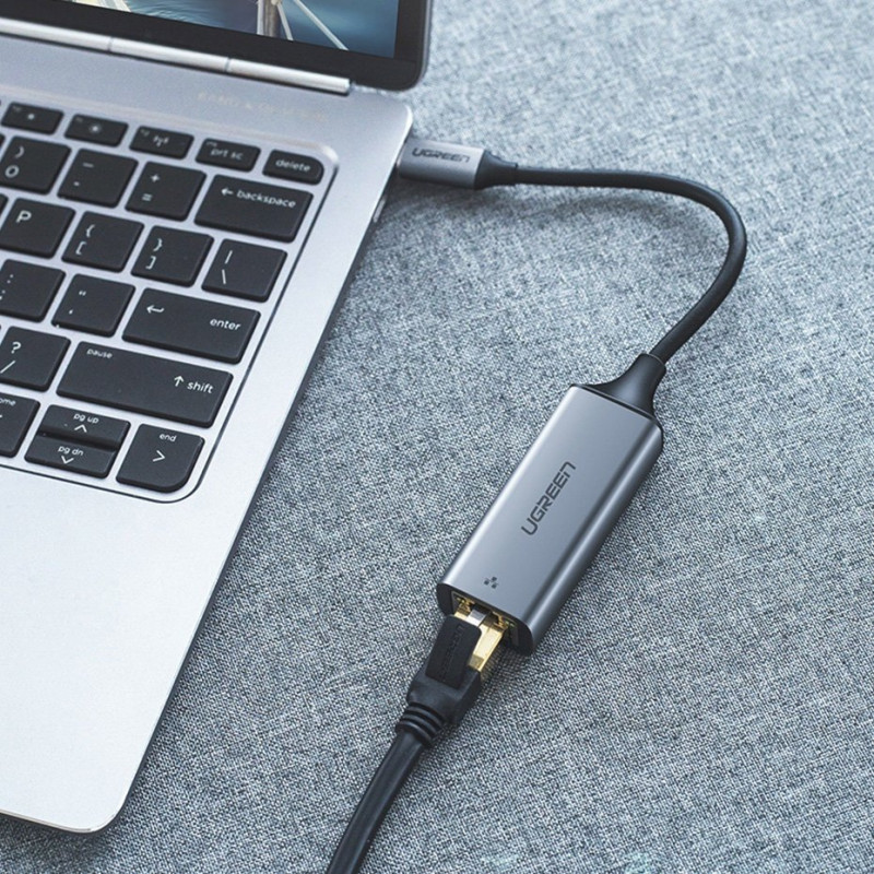 Adaptador de rede Ugreen CM199 USB-C para RJ45 Gigabit Ethernet, 1000 Mbps, cinzento