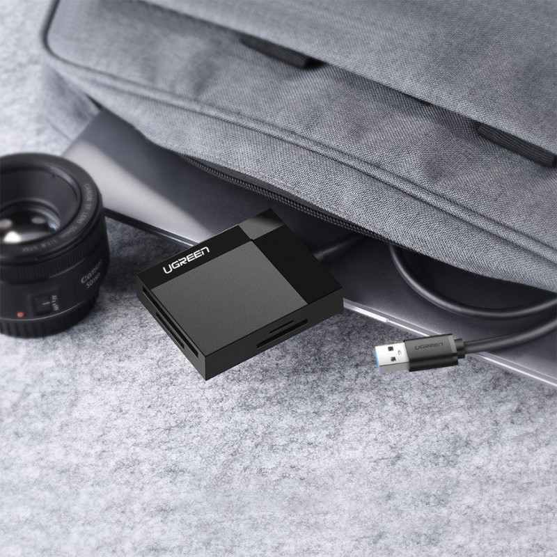 Leitor de cartões Ugreen CR125 USB 3.0, SD / microSD / CF / MS, preto