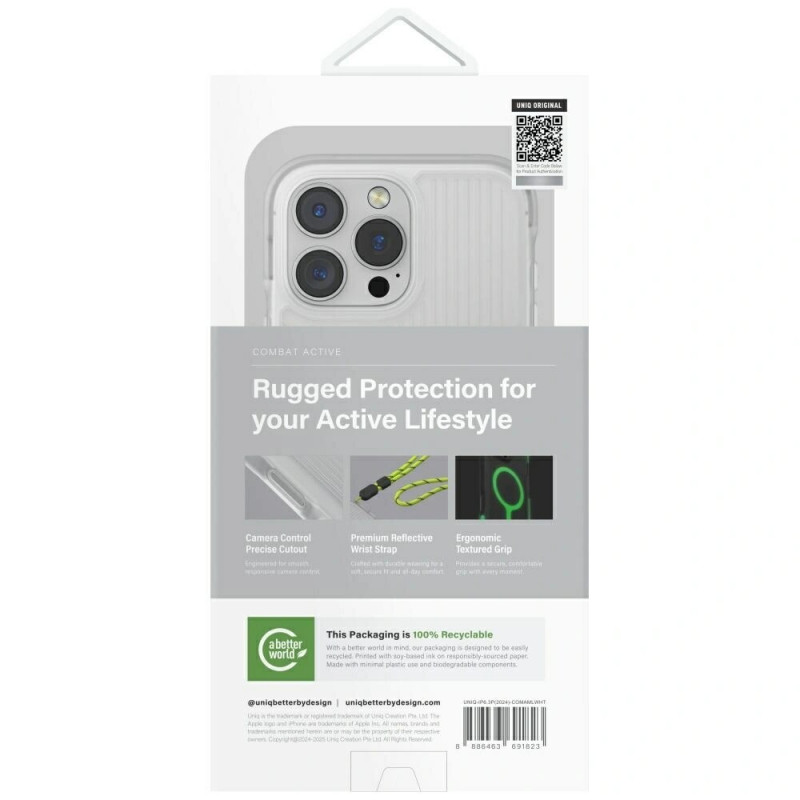 Capa Combat Active UNIQ para Apple iPhone 16 Pro, carregamento Magclick, lume white