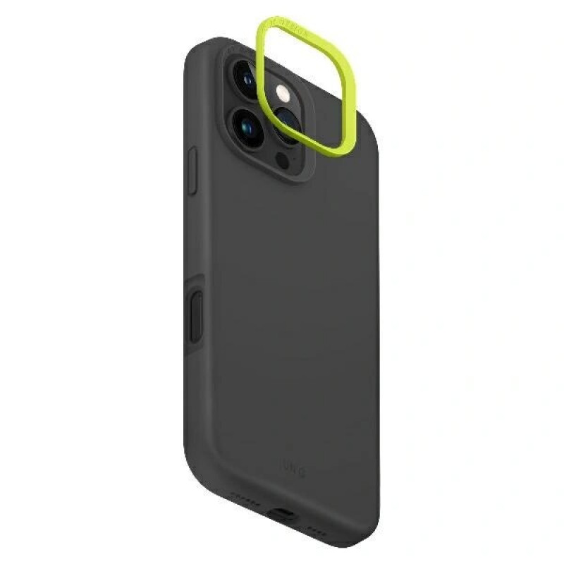 Capa UNIQ Lino Hue para Apple iPhone 16 Pro, carregamento Magclick, cinzento carvão